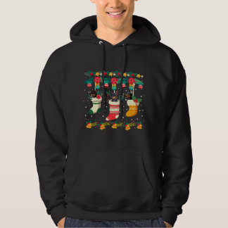 Doberman jul i Socks X-Mas Ljus Hoodie