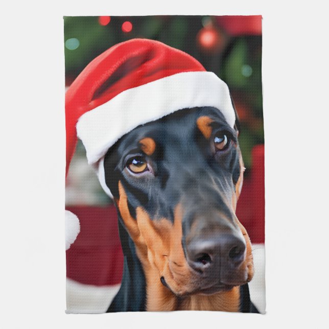 Doberman jul kökshandduk (Vertikal)