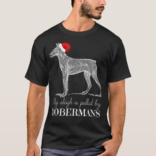 Doberman Jul, min sleigh är utgallrad av Doberman T Shirt (Framsida)