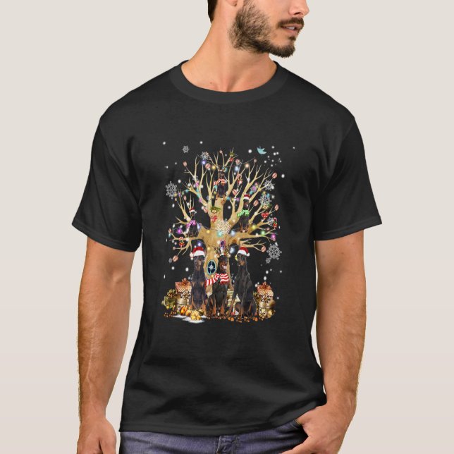 Doberman julgransprydnad för hund t shirt (Framsida)