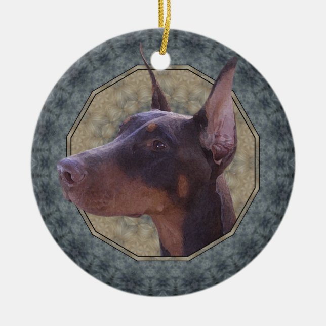 Doberman Julgransprydnad Keramik (Framsidan)