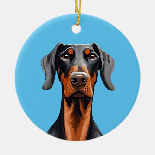 Doberman Julgransprydnad Keramik (Framsidan)