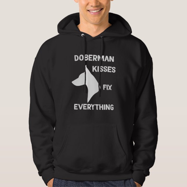 Doberman kisses fix everything Dobie Mom Hoodie (Framsida)