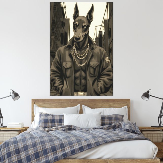 Doberman konstverk för vardagsrum, sovrum eller ko canvastryck (Insitu (sovrum))