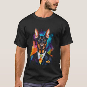Doberman kostym hund färgglad rolig djur konsttryc t shirt