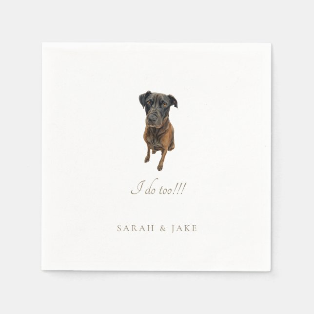 Doberman Lab Anpassningsbar Pet Bröllop Napkins Pappersservett (Framsidan)