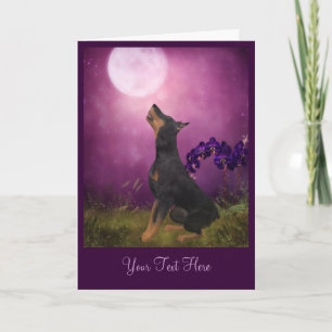 Doberman Lila Måne Fantasy Hund Art Fotokort Kort