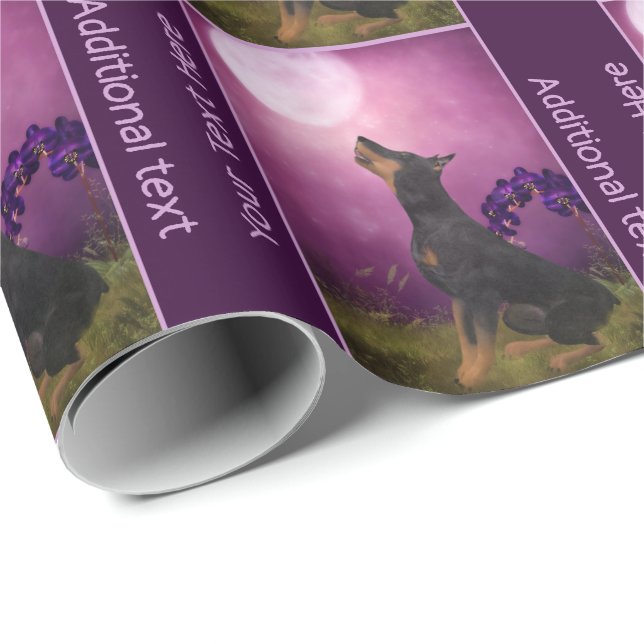Doberman Lila Måne Fantasy Hund Art Personlig Presentpapper (Rullad Hörn)