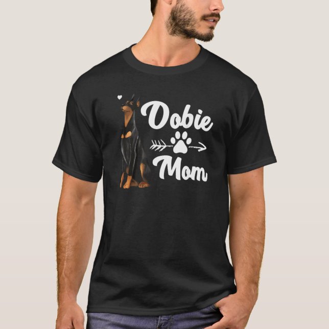 Doberman Mamma För Kvinnor Flickor Mor Doberman Pi T Shirt (Framsida)