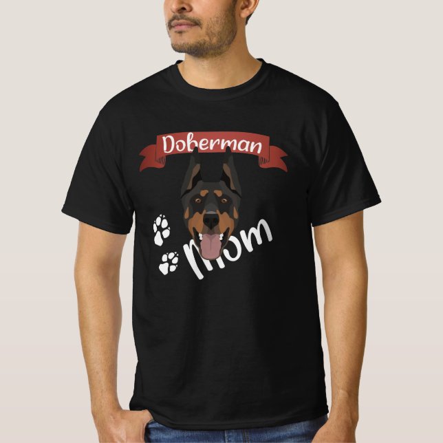 Doberman Mamma, Hund Mamma T Shirt (Framsida)