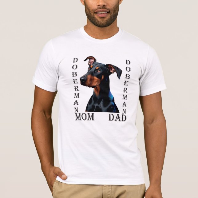 Doberman Mamma Pappa T Shirt (Framsida)