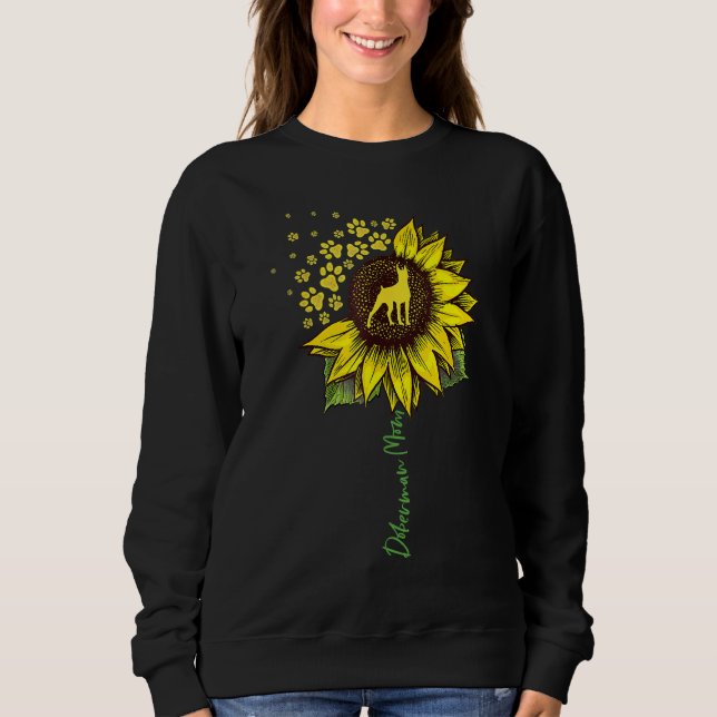 Doberman Mamma Sunblomma Doberman Pinscher Hund Mo T Shirt (Framsida)