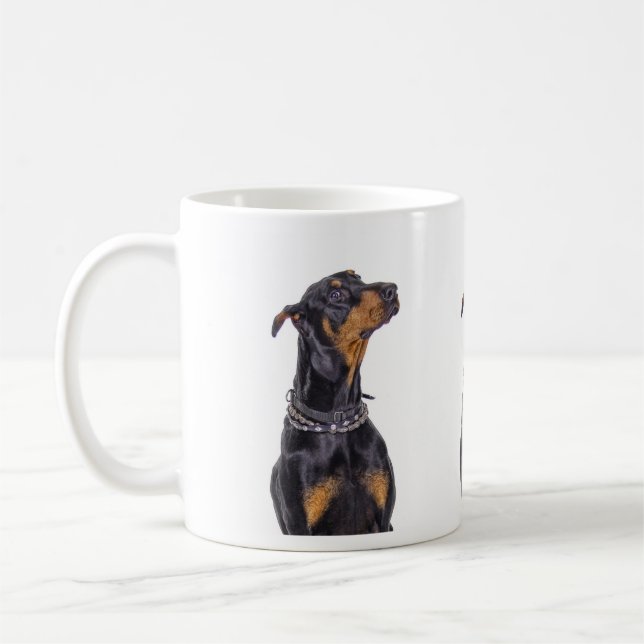 Doberman med den lömska Lookmuggen Kaffemugg (Vänster)