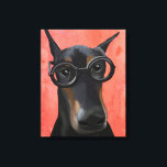 Doberman med glas canvastryck<br><div class="desc">Husdjur</div>