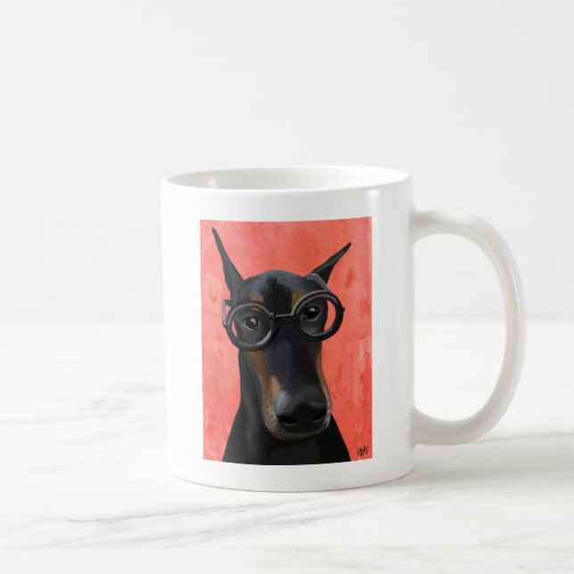 Doberman med glas kaffemugg (Höger)