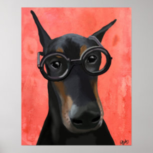 Doberman med glas poster