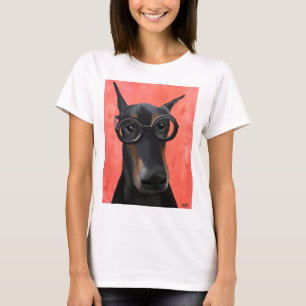 Doberman med glas t shirt