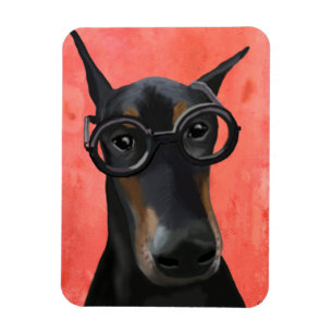 Doberman med glasögon magnet