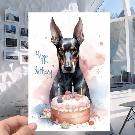 Doberman med kummel - Hundälskarna Grattis på föde Kort