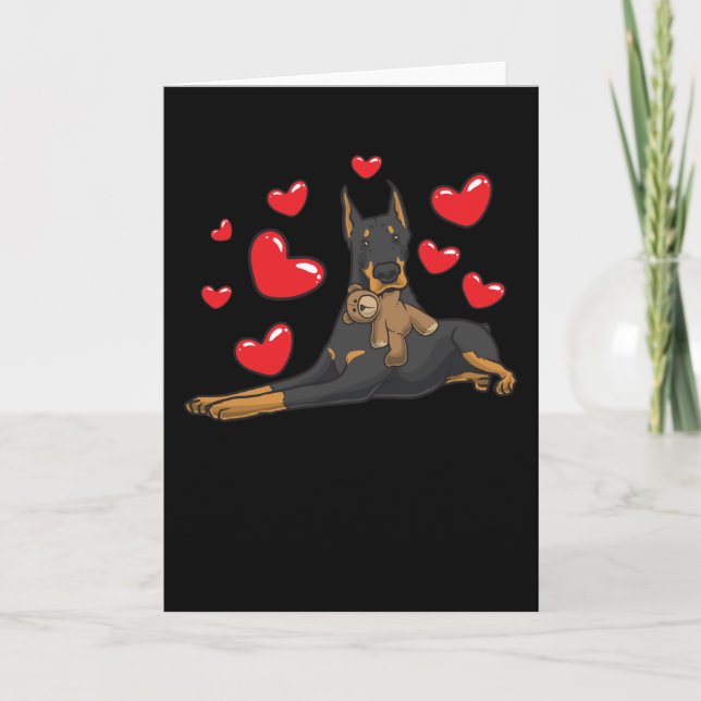 Doberman med mjukisdjur kort (Framsida)