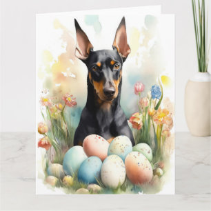 Doberman med Påskägg Kort