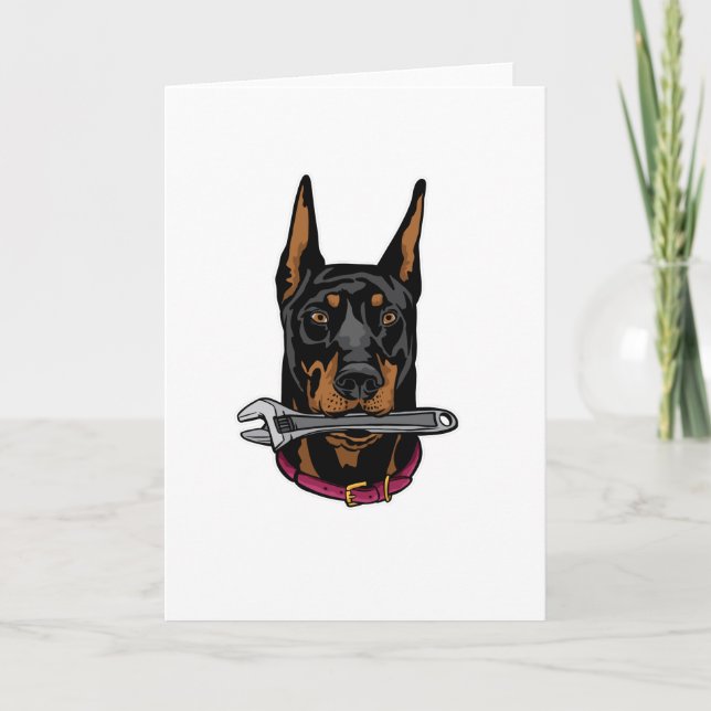 Doberman med skiftnyckel kort (Framsida)