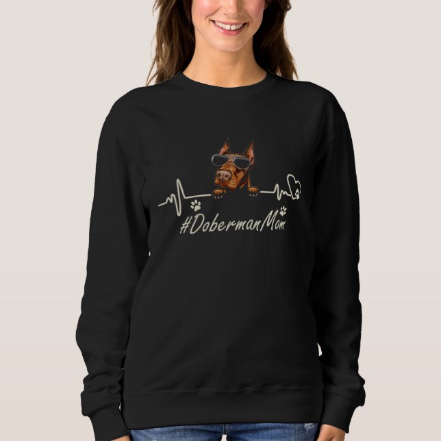 Doberman Mom Heartbeat With Dog Cool For Mothers D T Shirt (Framsida)