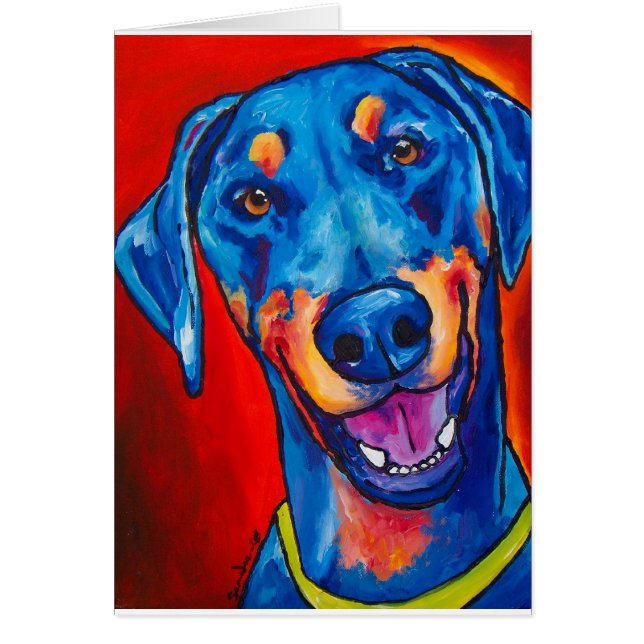 Doberman (naturlig svart och solbränna) hälsningskort (Framsidan)