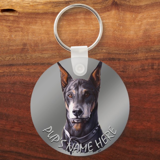 Doberman Nyckelring Personlig Hund Art Gifts (Framsida)