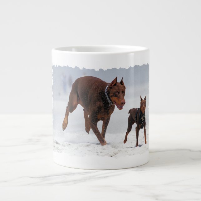 Doberman och Min Pin. En Mini Me! Jumbo Mugg (Framsidan)