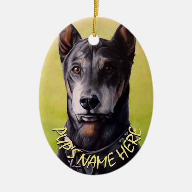 Doberman Ornament Personlig Hund Dekoration (Framsidan)