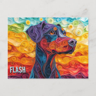 Doberman Papper Quilling Art Porträtt Vykort