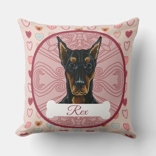 Doberman Personlig Valentine Kudde (Framsida)