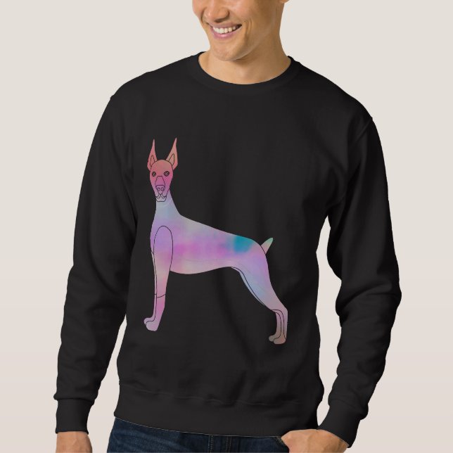 Doberman Pincher Pastel Tone Lång Ärmad Tröja (Framsida)