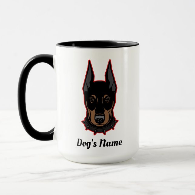 Doberman Pinscher Add Namn Gift Coffee Mugg (Vänster)