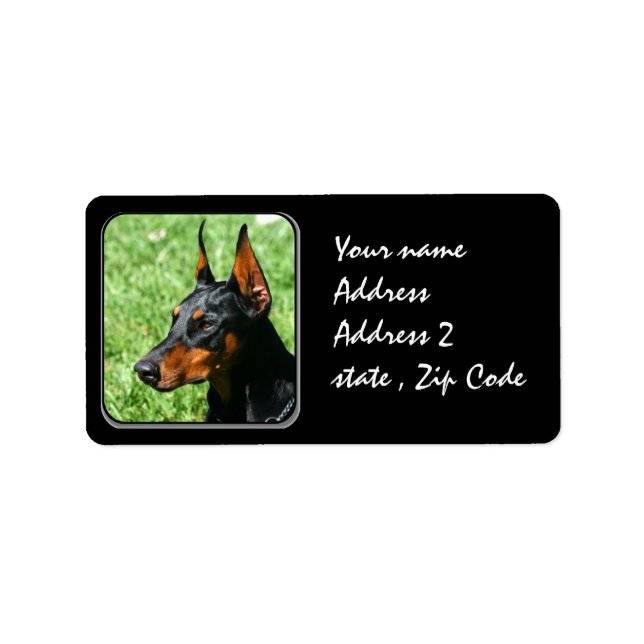 Doberman Pinscher Adressetikett (Framsidan)
