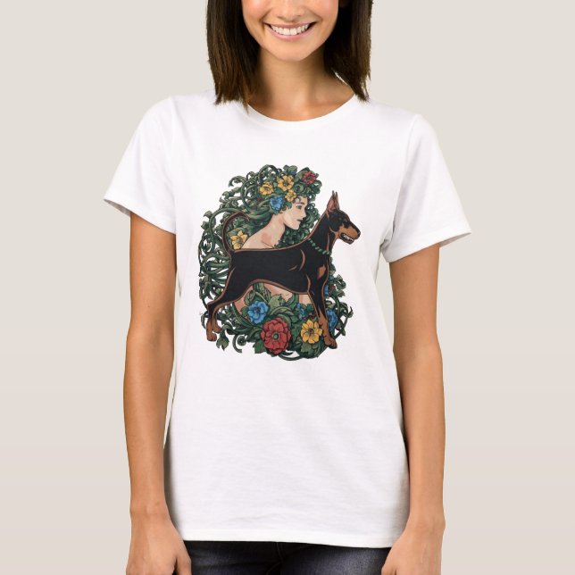 Doberman Pinscher AldriMamma T Shirt (Framsida)