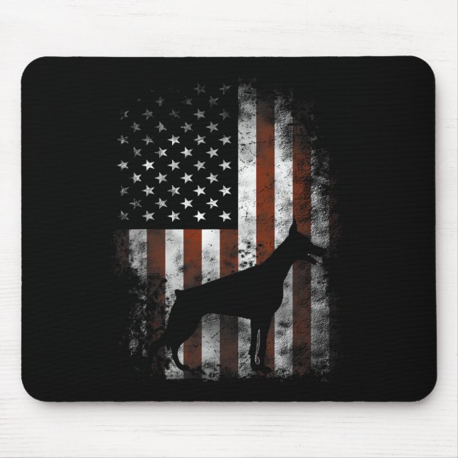 Doberman Pinscher American Flagga Patriotic Gifts Musmatta (Framsidan)