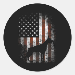 Doberman Pinscher American Flagga Patriotic Gifts Runt Klistermärke
