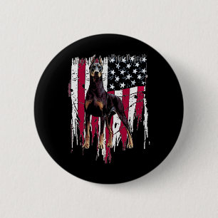 Doberman Pinscher American Flagga Usa Fantastisk Knapp
