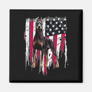 Doberman Pinscher American Flagga Usa Fantastisk Magnet