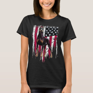 Doberman Pinscher American Flagga Usa Fantastisk T Shirt