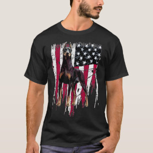 Doberman Pinscher American Flagga Usa Fantastisk T Shirt