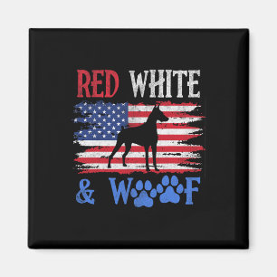 Doberman Pinscher American Flagga USA Red White oc Magnet