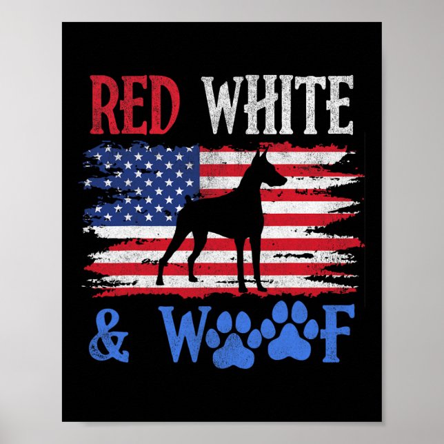 Doberman Pinscher American Flagga USA Red White oc Poster (Framsidan)