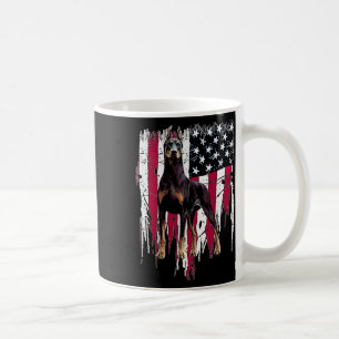 Doberman Pinscher Amerikansk Flagga Usa Fantastisk Kaffemugg