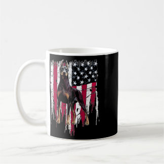 Doberman Pinscher Amerikansk Flagga Usa Fantastisk Kaffemugg