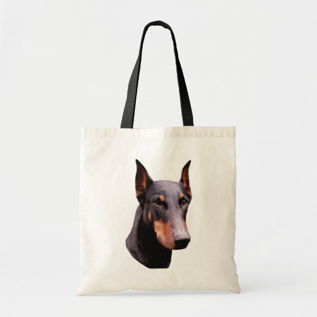 Doberman Pinscher Ansikte Hund Tote Bag Tygkasse (Framsidan)