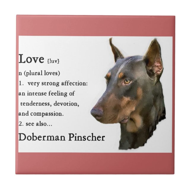 Doberman Pinscher Art Kärlek är.. Kakelplatta (Framsidan)