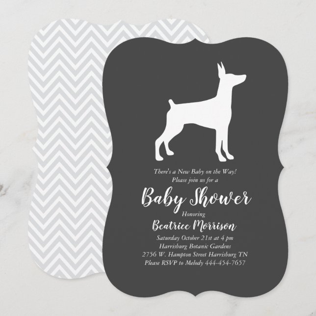 Doberman Pinscher Baby Shower Gender Neutral Inbjudningar (Fram/baksida)